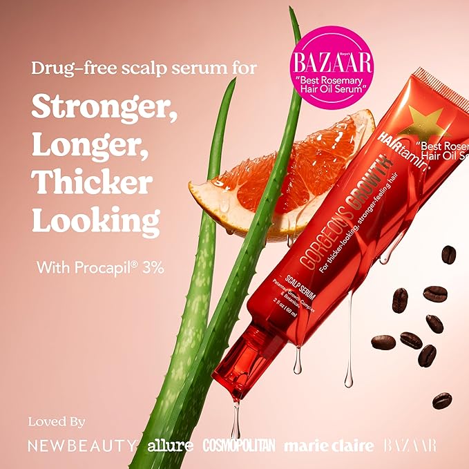 HAIRtamin Scalp Serum Natural Hair Growth Thickening | Made in USA | Helps Increase Hair Thickness and Aids Against Hair Thinning and Hair Fall Out | Moisturizes and Soothes Dry Itchy Scalp-VivaGrace Women