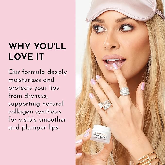 LAWLESS Forget the Filler Lip Mask - Sweet Dreams - Premium Overnight Lip Plumping Treatment with Natural Ingredients Designed to Plump, Hydrate, and Smooth Lips - 0.28 oz-VivaGrace Women
