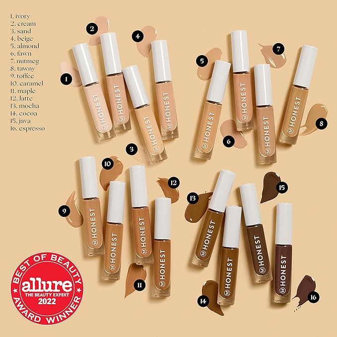 Honest Beauty Fresh Flex Concealer with Niacinamide + Vitamin E + Hyaluronic Acid | Vegan + Cruelty free | Ivory, 0.17 fl oz-VivaGrace Women