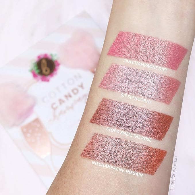 Beauty Bakerie Cotton Candy Champagne Blush Makeup Palette, Long Lasting Pigment, Matte and Metallic Highlighter Makeup, 4 Highlight Shades-VivaGrace Women