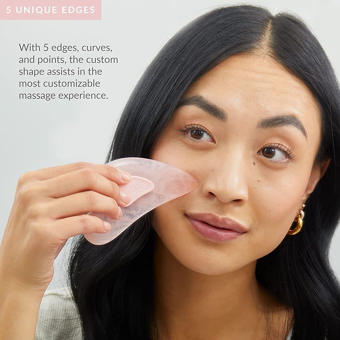 PMD Beauty Gua Sha Facial Tools - Massaging, Sculpting and Depuffing Guasha Tool for Face with Rose Quartz and Silicone Grip - Reduce Tension & Inflammation-VivaGrace Women