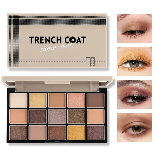 Boobeen 15 Colors Eyeshadow Palette, Highly Pigmented Matte and Shimmer Eye Shadow (with smudger), Soft Powder Eye Makeup Palette for Women and Girls, Create Flawless Glam Eye Looks-VivaGrace Women