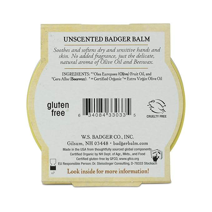 Badger - Unscented Dry Skin Balm, Sensitive Skin Balm, Moisturizing Balm for Dry Cracked Skin, Unscented Balm, Skin Moisturizer Balm, 2 oz (3 Pack)-VivaGrace Women
