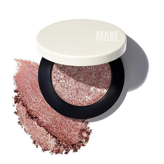 MAKE Beauty Multi-Chromatic Eye Shadow. Metal Reflecting Luminous Foil Finish Creamy, Buildable, Dimensional Long-wear, Crease-proof Powder Eyeshadow, Multichrome Shade - Blaze, Bronze-VivaGrace Women