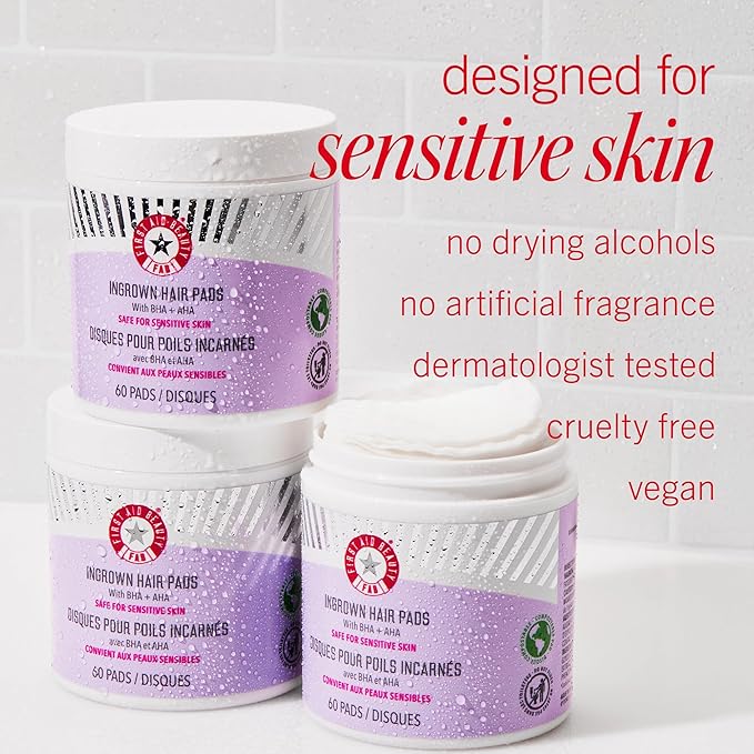 First Aid Beauty - Ingrown Hair Pads with BHA + AHA - Aftershave Treatment Pads to Help Prevent Razor Bumps for Men & Women - Exfoliate Underarms & Bikini Area - Compostable for Daily Use - 28 Pads-VivaGrace Women