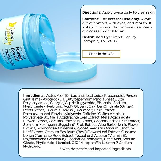 Eye Cream for Dark Circles, Anti-Aging Herbal Eye Gel with Hyaluronic Acid, Caffeine, Coffee, and Shea - Best for Puffiness, Wrinkles, and Fine Lines-VivaGrace Women