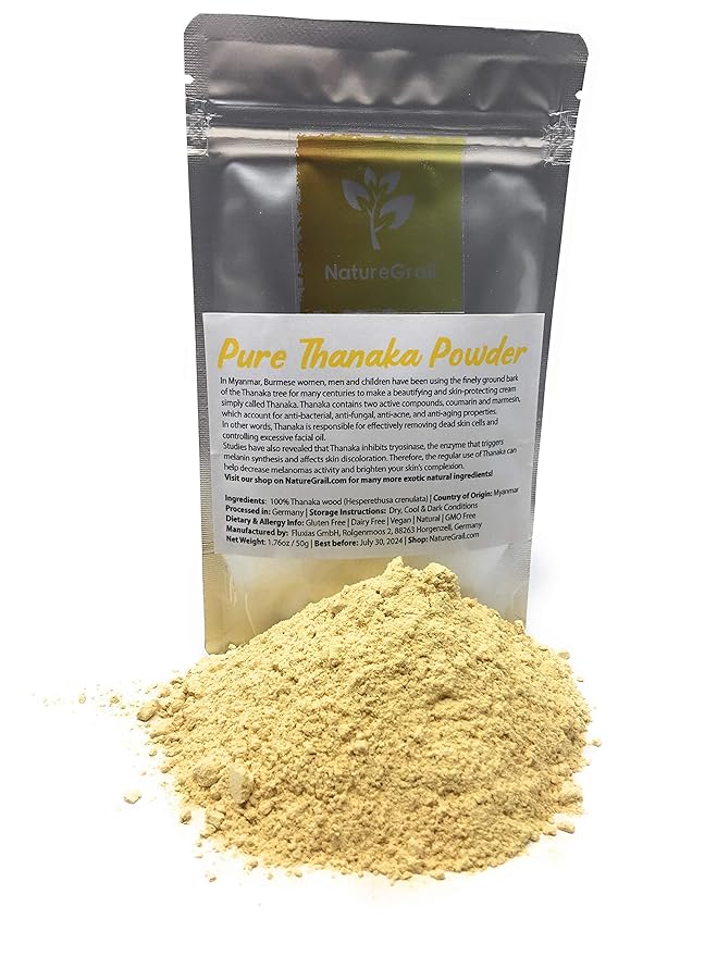 Pure Thanaka Powder - Tanaka From Thailand - Ingredients: 100% Thanaka Wood Powder (Hesperethusa Crenulata) - Net Weight: 1.76oz / 50g-VivaGrace Women