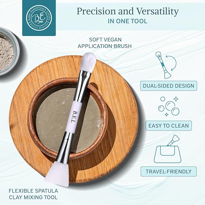 Bare Essentials Living - Clay Face Mask Brush (1 Pack, White) Dual Soft Silicone Face Mask Applicator Brush Tool, Great Facial Essentials, Moisturizer Applicator & Skincare Brush for Facials-VivaGrace Women