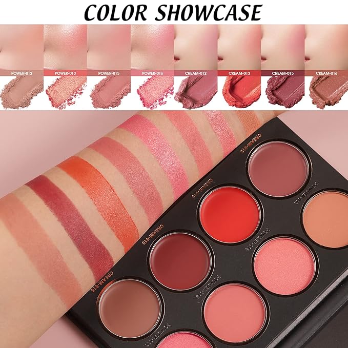 8 Colors Blush Palette,Vegan, Cruelty Free & Hypoallergenic,Women Facial Makeup Plate,Skin Tone Enhancing-Meiyugo-VivaGrace Women
