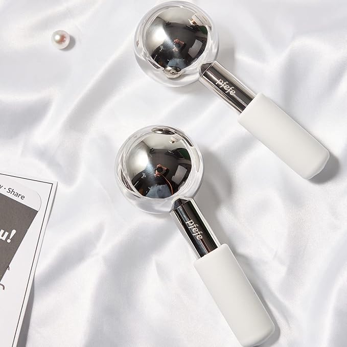Ice Globes for Face & Eyes, Unbreakable Stainless Steel Cryo Sticks for Beauty Routines, Facials Cold Roller Cooling Globes for Puffiness, Wrinkles, Dark Circles, Headaches-VivaGrace Women