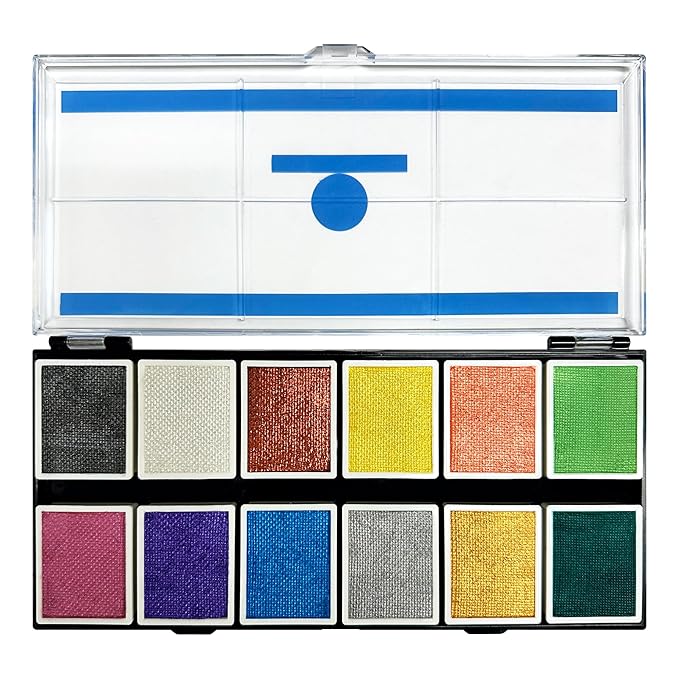 Metallic 12-Color Palette - Luxurious Water-Activated Makeup for Face & Body - Shimmering Shades for SFX, Cosplay, Theater, Film & TV Makeup Artists-VivaGrace Women