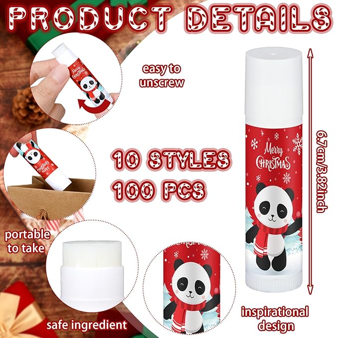 Dunzy 100 Pack Hello Fall Thanksgiving Party Gifts Bulk Lip Balms Favors Employee Appreciation Gifts Thank You Gifts Team Inspirational Gifts for Women Men Coworkers Satff Teachers(Santa)-VivaGrace Women