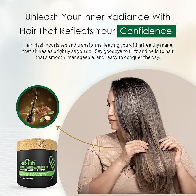 Herbishh Argan Hair Mask-Deep Conditioning & Hydration For Healthier Looking Hair for very Dry, Weak, Stressed Out Hair, No Sulphates, No Parabens-VivaGrace Women