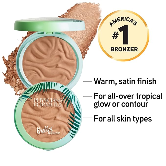 Physicians Formula Murumuru Butter Bronzer, Moisturizing, Nourishing Murumuru Butter for Silky Glow, Dermatologist Tested, Hypoallergenic, Vegan & Cruelty-Free - Sunkissed Bronzer-VivaGrace Women