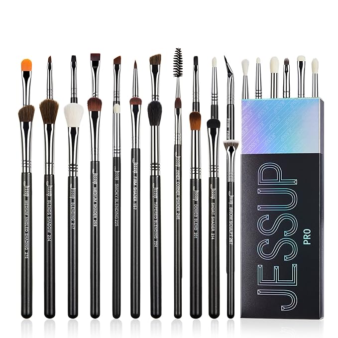 Jessup Eye Makeup Brushes Set Professonal 28pcs Premium Synthetic Eyeshadow Brush Eyeliner Brush Eyebrow Brush Blending Brush for Makeup Black T341-VivaGrace Women