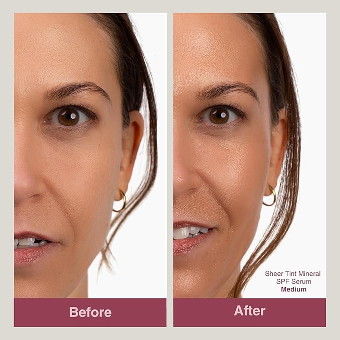 Mineral Fusion Face Serum, Sheer Tint Mineral SPF Serum, 1 Fl Oz, Light, Tinted Broad Spectrum SPF 50 Mineral Sunscreen, Sheer Coverage, Lightweight & Dewy Finish for Glowing, Protected Skin-VivaGrace Women