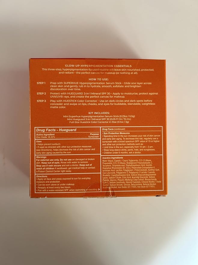 Live Tinted Hyperpigmentation Essentials Glow Up Set: Includes Mini Superhue Hyperpigmentation Serum Stick, Mini Hueguard 3-in-1 Mineral SPF 30, and Full-sized Huestick in Rise, 3-Piece Set-VivaGrace Women