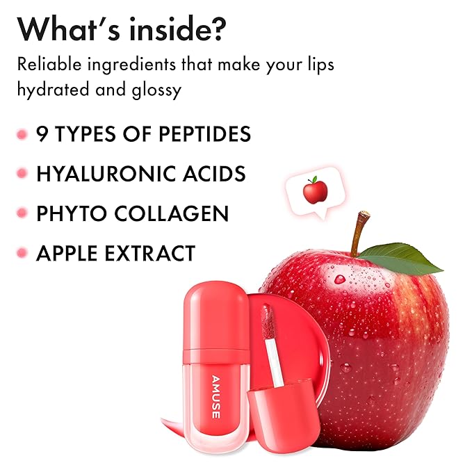 Amuse SEOUL BEBE TINT - 04 APPLE LIKE | 24-hour Long-lasting Lip Stain, Plumping, Hydrating, Moisturizing, No Peel Off, Lip Care, Treatment, Non Sticky, Korean Lip Tint for Dry Lips-VivaGrace Women