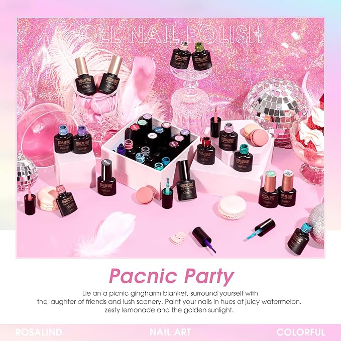 ROSALIND 30PCS Gel Nail Polish Set, 26 Classic Colors Gel Polish kit with Base Coat Glossy Matte and Glitter Top Coat Gel Nails Set All Seasons Collection Gift for Women