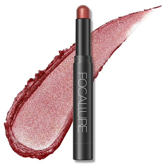 FOCALLURE Shimmer and Matte Cream Eyeshadow Stick,Smooth Brilliant Eye Brightener Pencil for Women,Long Lasting Waterproof Eye Shadow and Liners Makeup,FLAME-VivaGrace Women