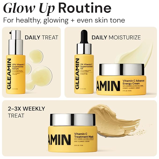 Gleamin Vitamin C Clay Mask for Dark Spots, Turmeric Clay Face Mask Skin Care, Deeply Cleanses & Refines Pores, Brightens Uneven Tone and Helps Improve Post-Blemish Scarring & Texture - 5 Oz-VivaGrace Women