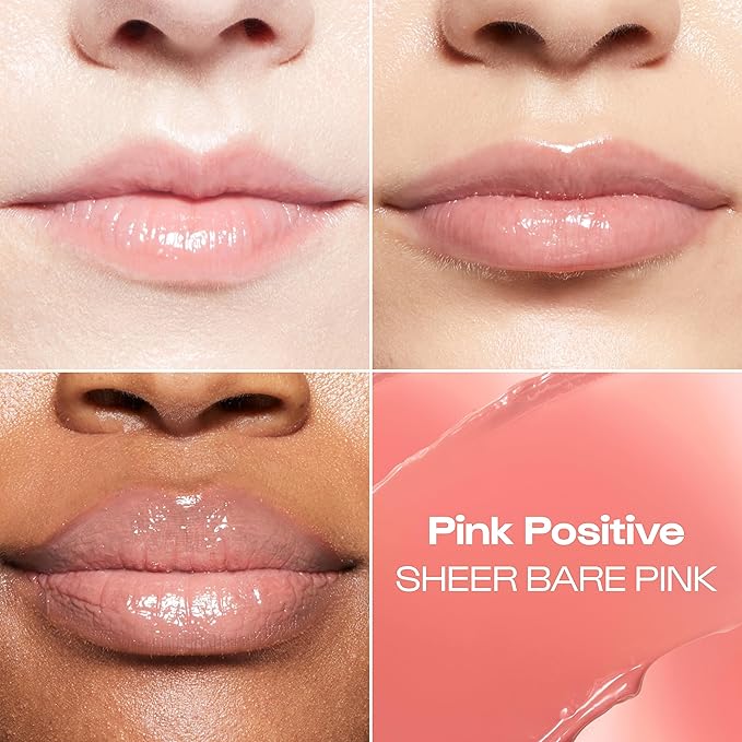 Alleyoop Glossy Lip Balm - Lip Goals, Pink Positive (Sheer Bare Pink) - Hydrating & Moisturizing Lip Care for Cracked Lips - Natural Plumping Lip Moisturizer That Smooths, Soothes, & Protects - Vegan-VivaGrace Women