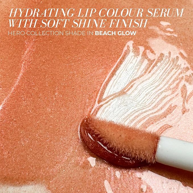 FITGLOW Beauty Lip Colour Serum | Hydrating Lip Gloss | Plumping Anti-Aging Lip Treatment | Natural Shine with Pomegranate Sterols & Collagen | Buildable Color for Dry Chapped Lips | Beach Glow - 10g-VivaGrace Women