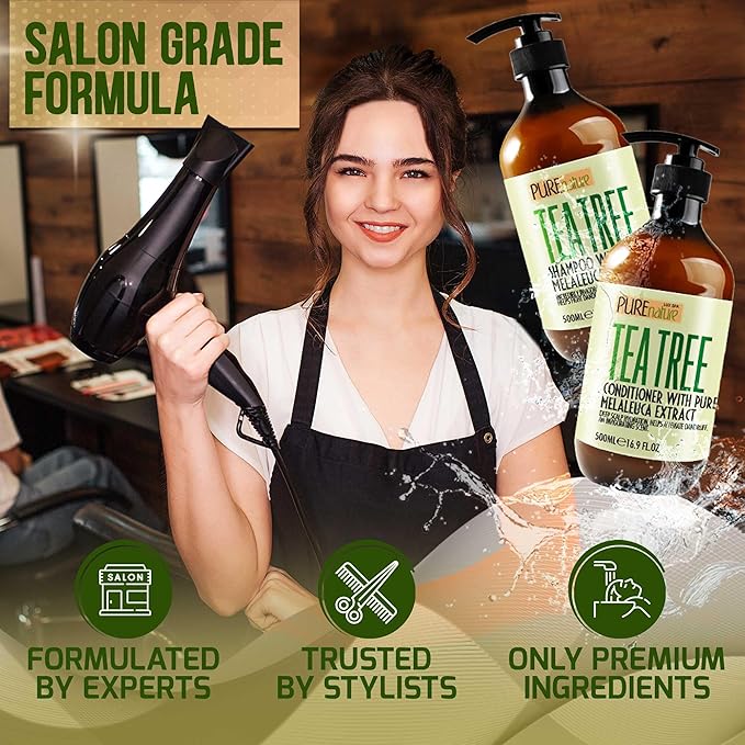 Tea Tree Oil Shampoo and Conditioner Set - Sulfate and Paraben Free Treatment for Oily Hair and to Help Reduce Your Itchy and Dry Scalp - Healthy Anti Dandruff Formula for Men and Women-VivaGrace Women