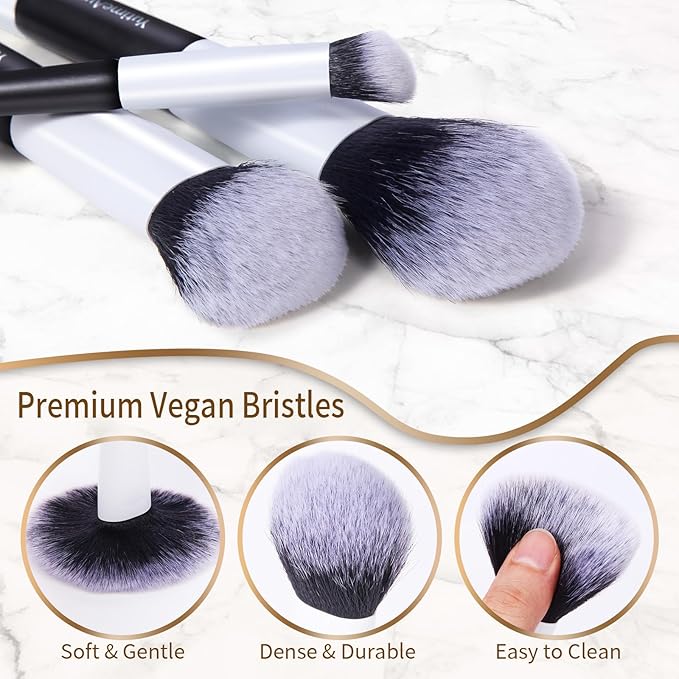 Makeup Brush Set 10pc, Dual-Ended Makeup Brushes For Bronzer, Contour, Eyeshadow, Blush, Concealer, Foundation-VivaGrace Women
