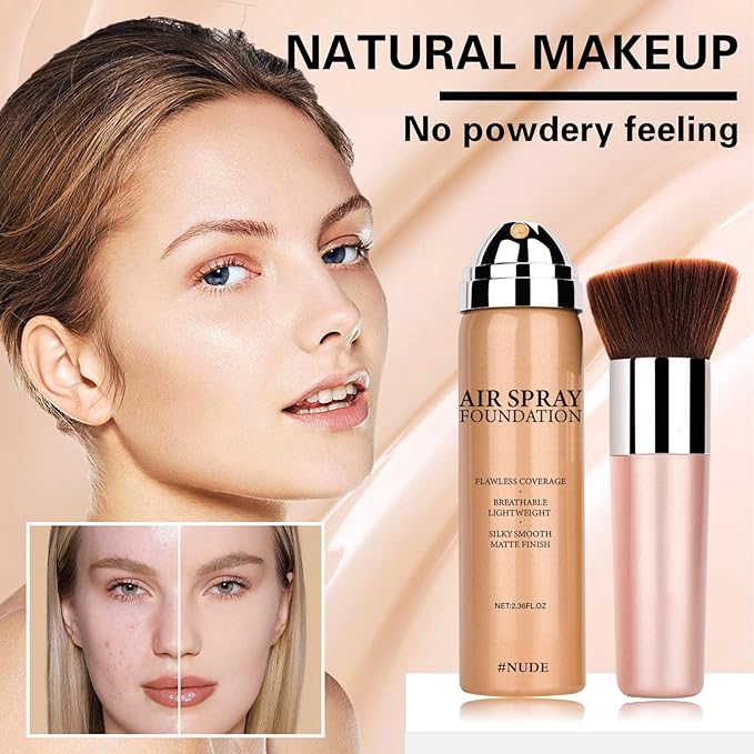 Airbrush Makeup Foundation for Mature Skin Magic Minerals Lightweight Air Makeup Airbrush Makeup Setting Spray for Smooth Radiant Finish(03# Nude Color)-VivaGrace Women