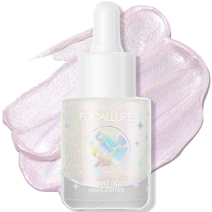 FOCALLURE Starfall Glowing Liquid Highlighter, Shimmering Body Oil, Non-Sticky Shimmer Liquid Luminizer, Non-Greasy, Face & Body Glitter Makeup for Costumes, Cosplay, Rave Festival, MADAMA BUTTERFLY-VivaGrace Women