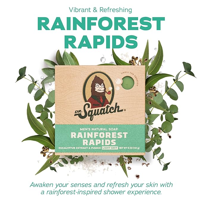 Dr. Squatch Natural Bar Soap for Men Variety Gift Set - Cold Process No Harsh Chemicals - Rainforest Rapids, Fresh Falls, Coconut Castaway, Wood Barrel Bourbon, Pine Tar & more (5 oz, 10-Pack)