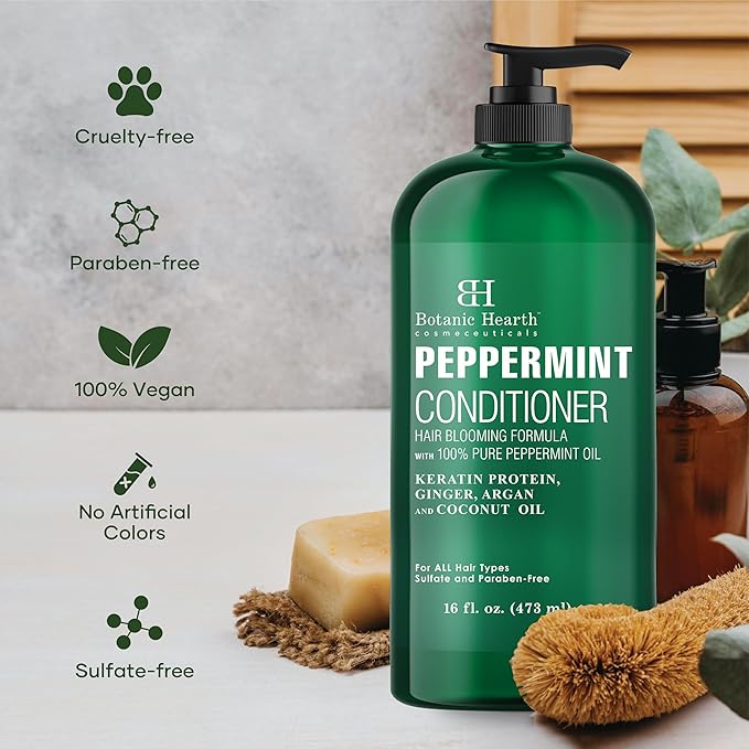 Botanic Hearth Peppermint Hair Conditioner | Hair Conditioner For Dry Damaged And Color Treated Hair | Volumizing Conditioner For Fine & Thin Hair | Paraben & Sulfate Free | Men & Women | 16 Fl Oz-VivaGrace Women