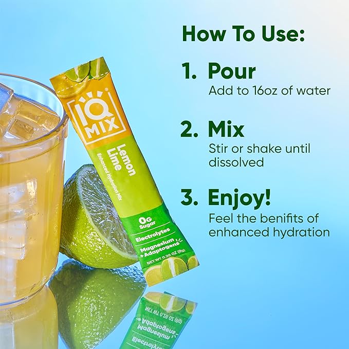 IQMIX Hydration Electrolyte Powder – 4-in-1 Formula for Hydration, Mental Clarity, Mood and Recovery – Sugar-Free Drink Mix, Keto, Magnesium L-Threonate, Lion’s Mane – 20 Count Lemon Lime-VivaGrace Women
