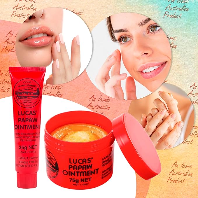 Lucas Pawpaw Lip Ointment, Lucas Pawpaw Cream, Lucas Pawpaw Ointment for Lips & Dry Skin - Unique All Skin Types, All Gender- Any Season Gift Pack with 75g and 15gr Pawpaw Balm-VivaGrace Women