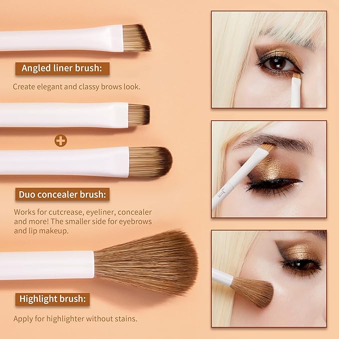 Jessup Precision Makeup Brushes 10Pcs Eye Makeup Brush Set Premium Synthetic Eyeshadow Concealer Eyeliner Eyebrow Blending Highlight Brush, Light Grey T330-VivaGrace Women