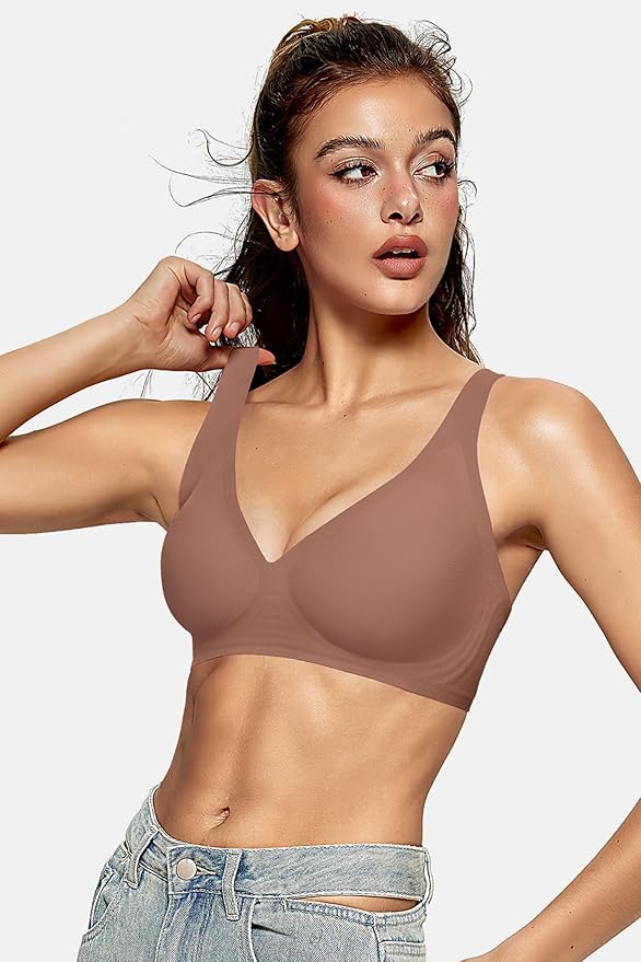 OEAK Womens Deep V Bras Wireless Comfortable Bra Supportive No Underwire Bras Tshirt Push Up Bralettes Plunge Seamless Bra-VivaGrace Women