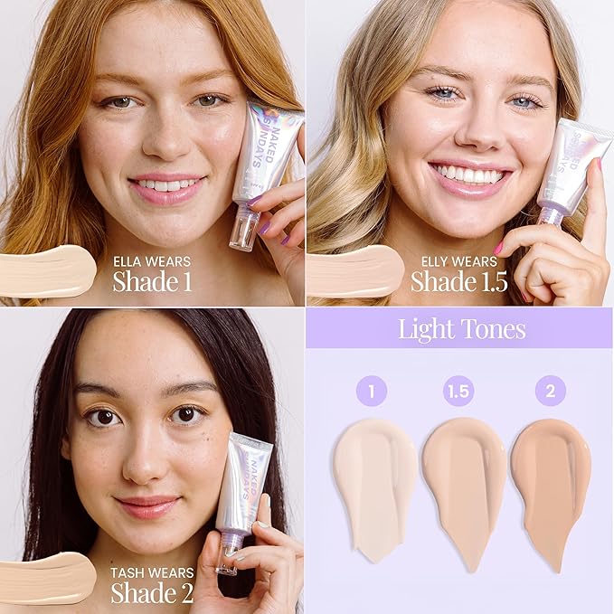 Naked Sundays BeautyScreen™ SPF 50 Mineral Peptide Foundation Tint – 2-in-1 Skin Tint & Mineral Sunscreen | Radiant, Buildable Coverage, Acne-Safe, Infused with Peptides (1.5 Fair Cool, 1.01 Fl Oz)-VivaGrace Women