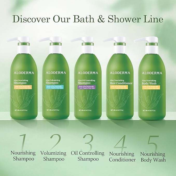 Aloderma Aloe Volumizing Shampoo for Fine, Brittle, & Thinning Hair - Featuring Freshly Harvested Organic Aloe Vera Infused with Arginine & Panthenol - Alcohol, Parabens, Mineral Oil Free - 16oz-VivaGrace Women