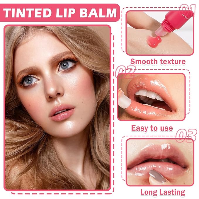 Lip Glowy Balm Moisturizing Lip Balm Plumping Lip Gloss Lip Sleeping Mask Lip Butter Balm Day Night Lip Care Glowy Lip Balm - Peach-VivaGrace Women