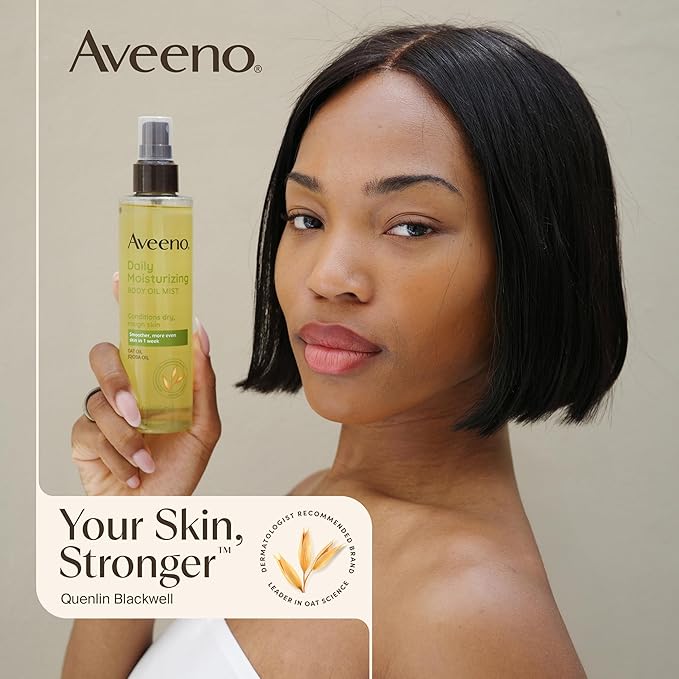 Aveeno Daily Moisturizing Body Oil Mist with Oat & Jojoba Oil for Dry Sensitive Skin, Nourishing Body Spray for Smoother Skin, Paraben-, Silicone- & Alcohol-Free, Twin Pack, 6.7 fl. oz, 2 Pack-VivaGrace Women