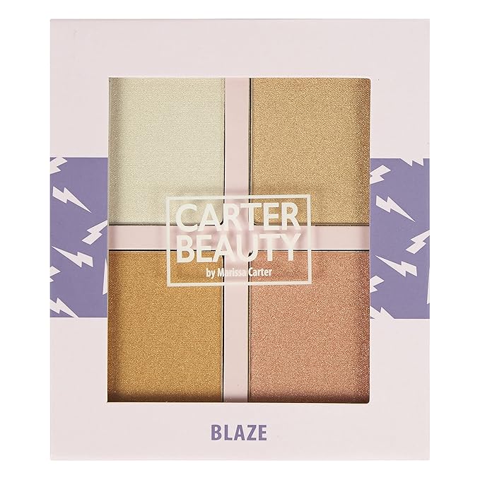 Carter Beauty Mini Highlighter Palette | Long Lasting Makeup | Shimmer & Matte Shades (Blaze)-VivaGrace Women