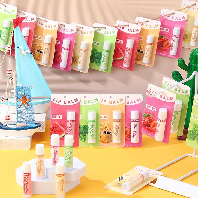 30 Pack Lip Balms SPF 30 Bulk Sunscreen Lip Balms Party Gifts Favors Lip Sunscreen Care with Vitamin E Wedding Bridal Shower Favors Baby Shower Gifts for Outdoor Travel Beach-VivaGrace Women