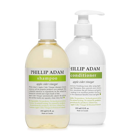Phillip Adam Apple Cider Vinegar Shampoo and Conditioner Set for All Types of Hair - Sulfate Free - pH Balancing - 12 Ounce Each-VivaGrace Women