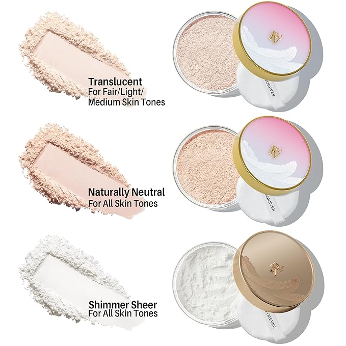 FV Translucent Powder Setting Powder, Oil-control & Long Lasting Loose Face Powder, Waterproof, Lightweight & Blurring Pores Finishing Powder, Talc-free Baking Powder Makeup, Translucent-VivaGrace Women