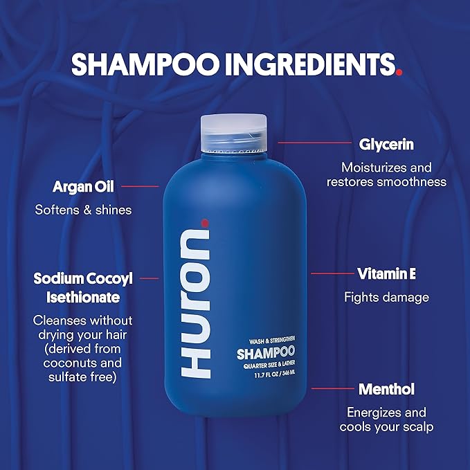 Huron Hair Duo | Nourishing Shampoo & Conditioner Set for Men | Cleanse, Strengthen & Hydrate | Sulfate-Free, Paraben-Free, Vegan | Designed for Daily Use on All Hair Types (2 Pack)-VivaGrace Women
