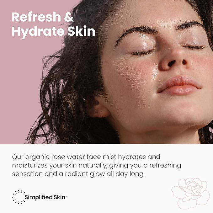 Rose Water Spray for Face & Hair - Organic USDA Certified Rosewater Facial Toner - Alcohol-Free Makeup Setting Hydrating Face Mist - Anti-Aging Toner Spray - 4 Oz-VivaGrace Women
