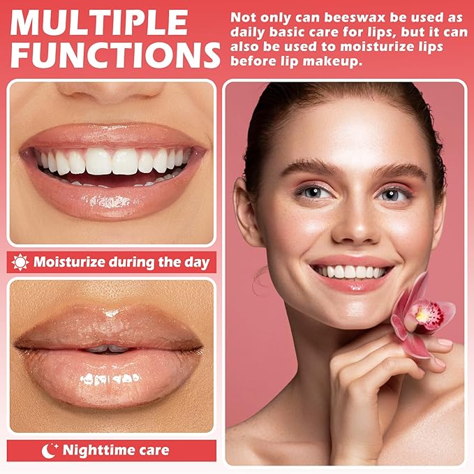3PCS Bee Lip Balm Honey Pot Honey Strawberry Watermelon Lip Balm Sleeping Lip Mask Silky Hydrating Bee Lip Balm Honey Lip Mask Overnight Lip Care Products(Honey+Strawberry+Watermelon)-VivaGrace Women