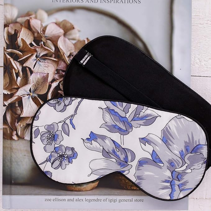 100% Pure Silk Eye Mask Sleep Eye Mask Eye Cover Eyeshade Sleeping Eye Mask Printed Colors (#11)-VivaGrace Women