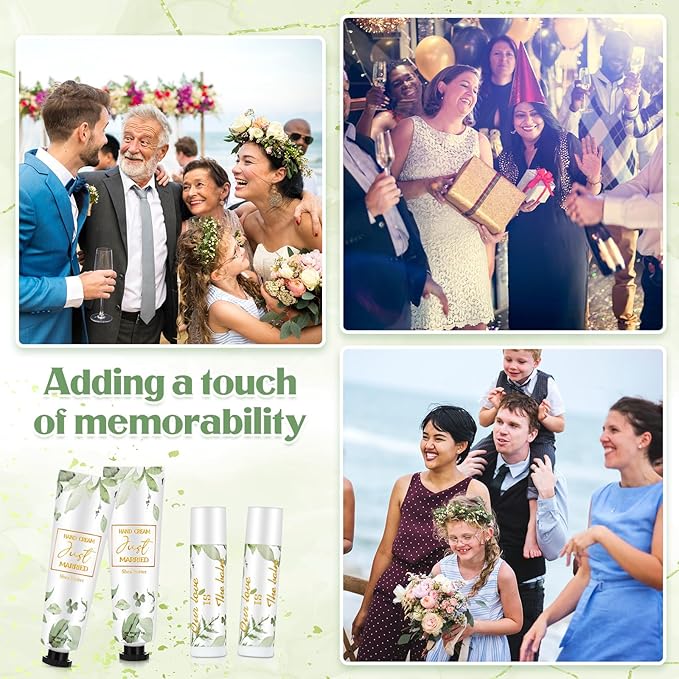 25 Set Wedding Lip Balms and Hand Cream Gift Set Include 25 Moisturizing Hand Care Cream 25 Lip Balms with Thank You Cards and Bags Bridesmaid Gift Set for Bridal Shower Wedding(Greenery)-VivaGrace Women